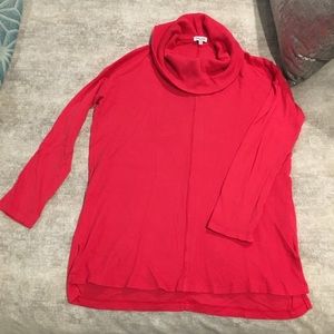 Pink/ coral Splendid cowl neck thermal sweater